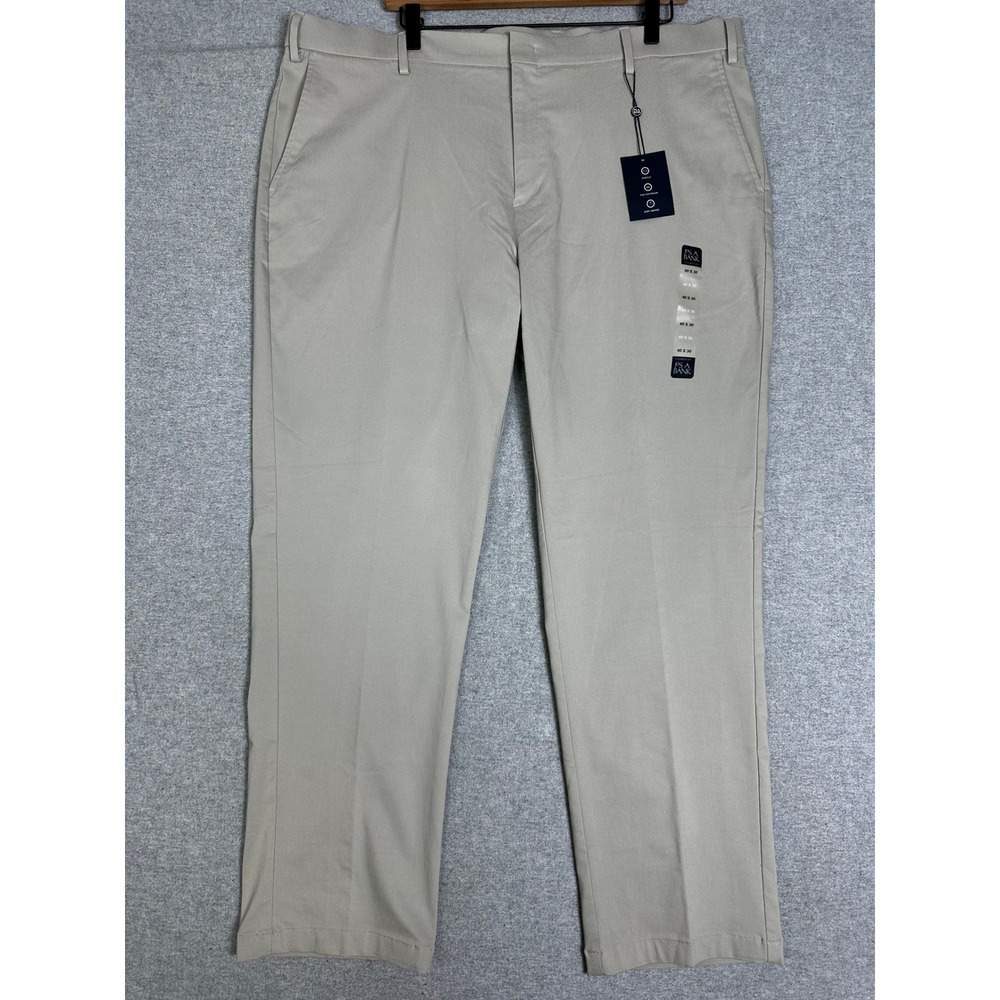 NWT Jos. A. Bank Chino Active Pants Mens 40x30 Tan Traveler Tailored Fit Stretch